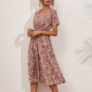 Women's floral print short-sleeved dress